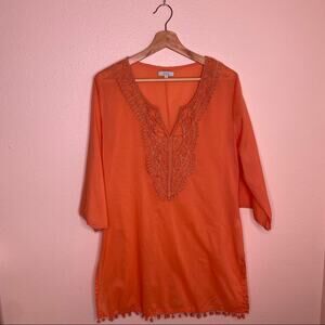 Jemma Orange Lace Overlay Tunic Large